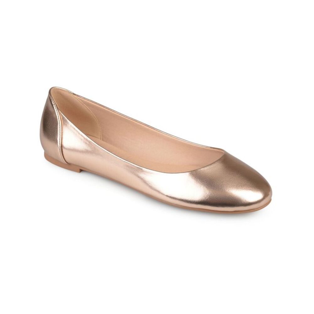 JOURNEE COLLECTION Womens Gold Kavn Round Toe Slip On Dress Ballet Flats 8 N